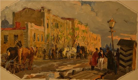 Sketch for the theatre decoration by Viktor Vikhtinsky, mid 20th century