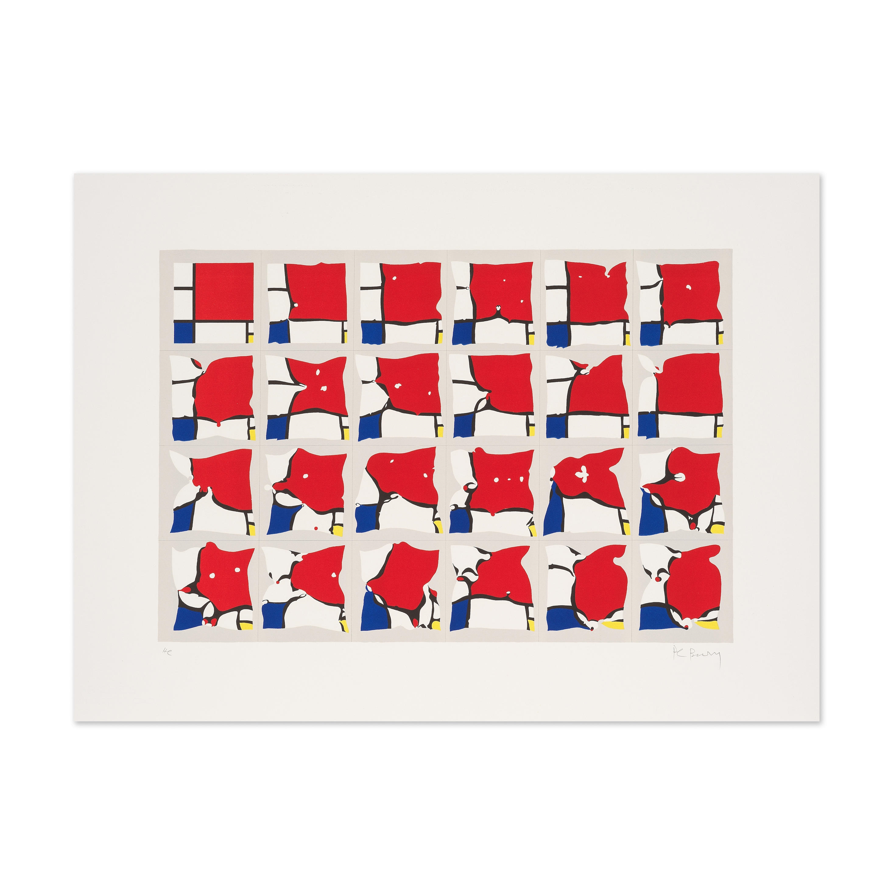 Artwork by Pol Bury, Ramollissements Mondrian, 1983, Made of colour lithograph on arches watermarked wove paper