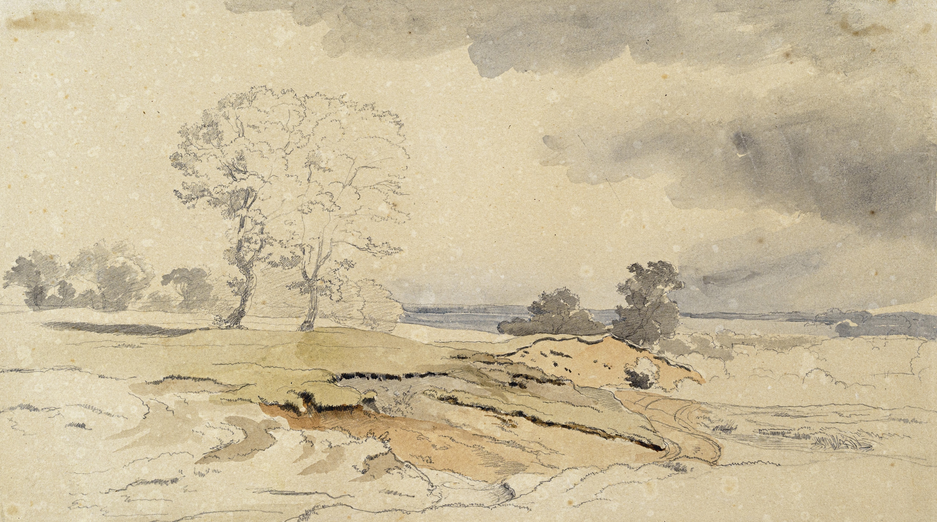 Artwork by Georg-Heinrich Crola, Weite Heidelandschaft (Rügen, Made of Watercolour