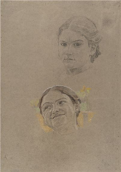 409   Otto Greiner, Zwei Mädchenporträts – Studie zum by Otto Greiner, 1912