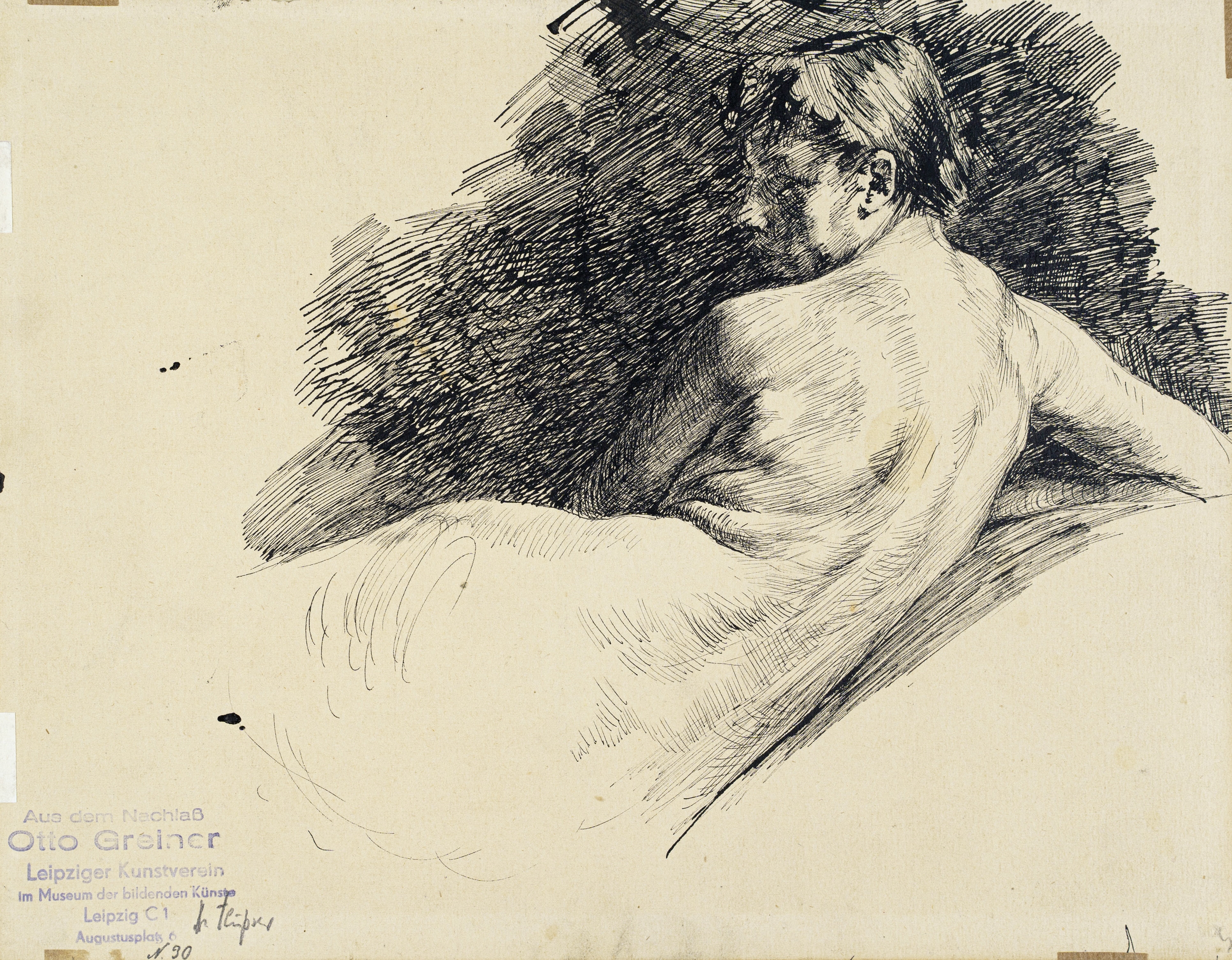 Artwork by Otto Greiner, Kahler Obstbaum, Made of Pen drawing