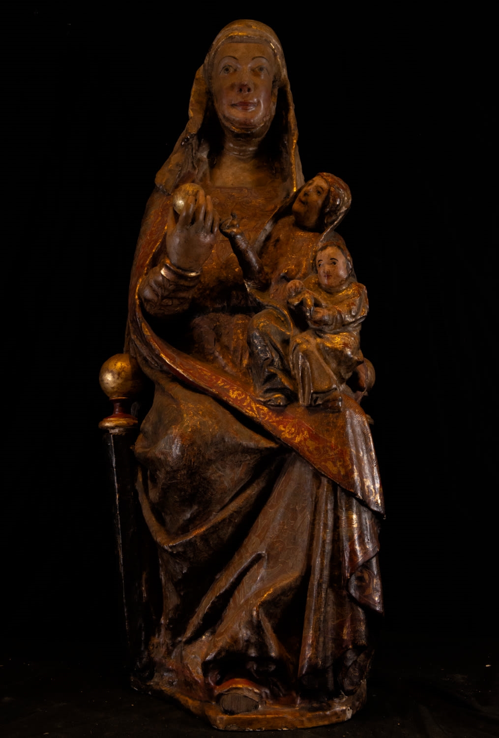 Artwork by Hispano-Flemish School, 15th Century, Gran Triple Virgen Tardo Románica transición al Gótico Hispano Flamenco, Made of Madera