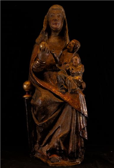 Gran Triple Virgen Tardo Románica transición al Gótico Hispano Flamenco - Hispano-Flemish School, 15th Century