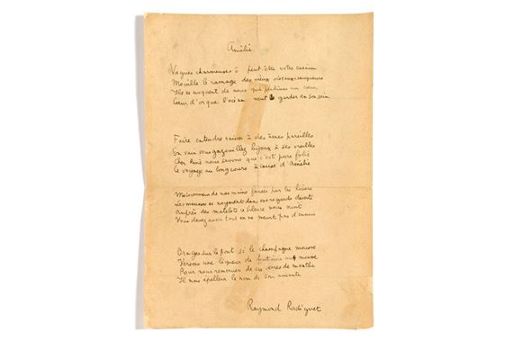 POEM autograph signed "Raymond Radiguet" - Raymond Radiguet