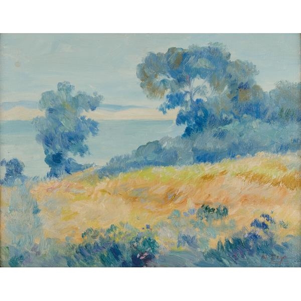 Artwork by Nazmi Ziya Güran, View from Island, Made of oil on cardboard