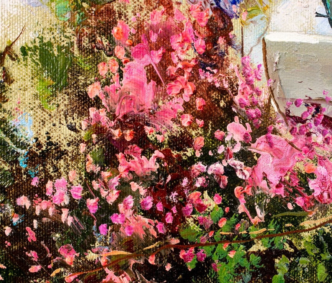 Artwork by Antonio Gravina, Courtyard Scene, Made of oil on canvas