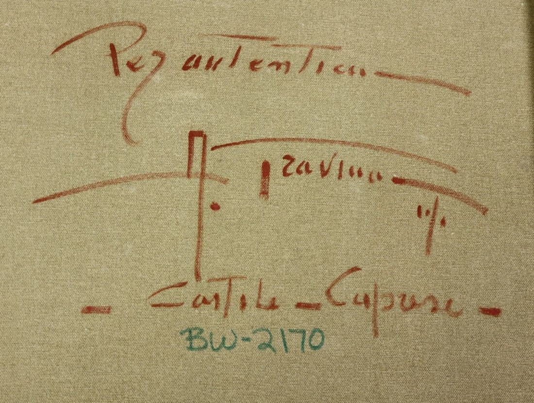 Artwork by Antonio Gravina, Courtyard Scene, Made of oil on canvas