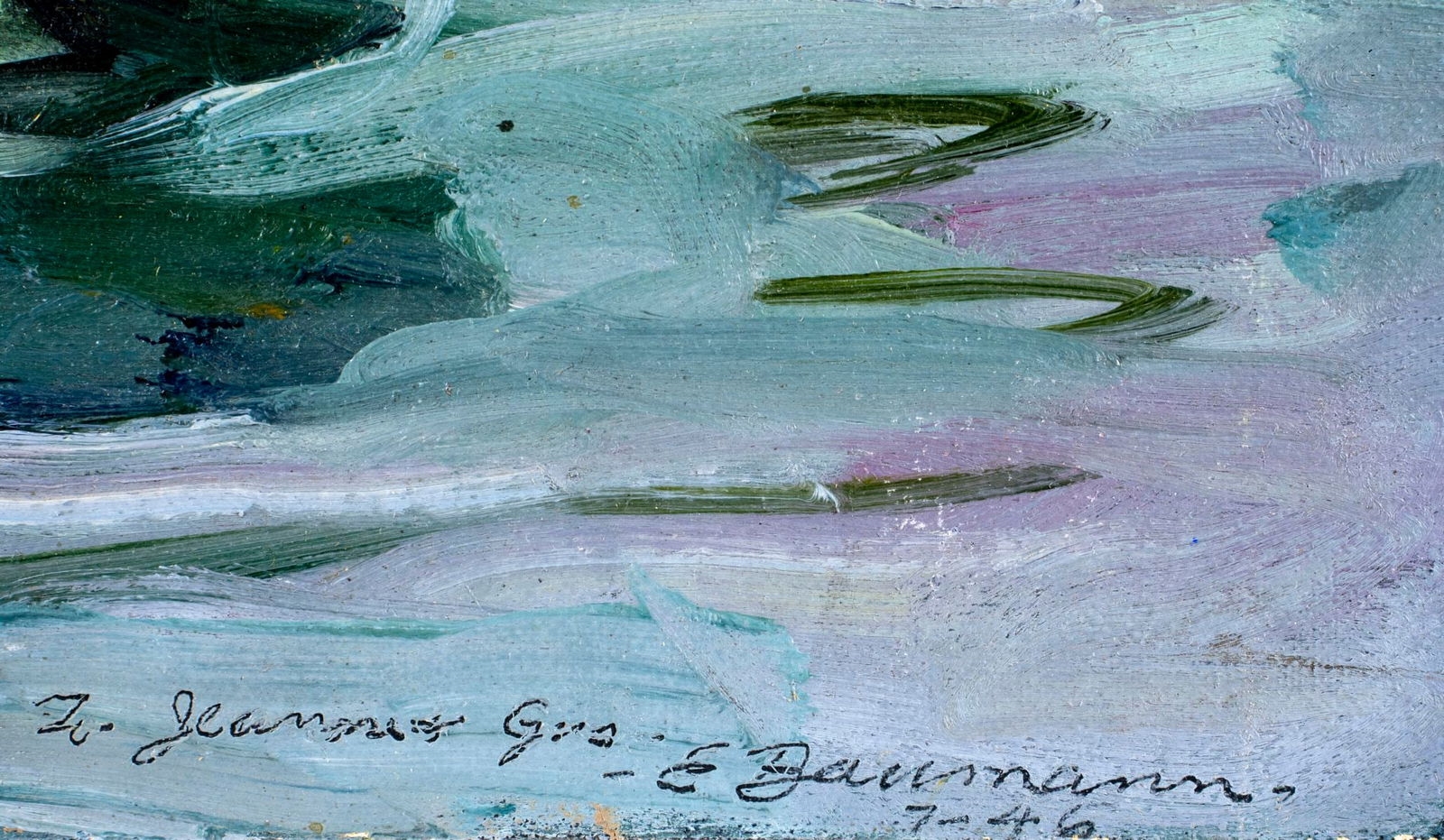 Artwork by Baumann, Harbor Scene, Made of oil on canvas board