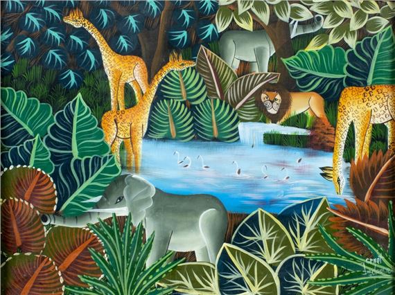 Haitian Jungle Scene by Jean Claude Senat