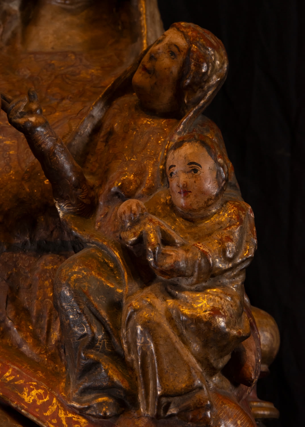 Artwork by Hispano-Flemish School, 15th Century, Gran Triple Virgen Tardo Románica transición al Gótico Hispano Flamenco, Made of Madera