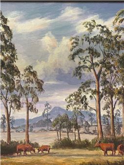 SIGNED LOWER RIGHT - CATTLE GRAZING - Alfred G. Reynolds