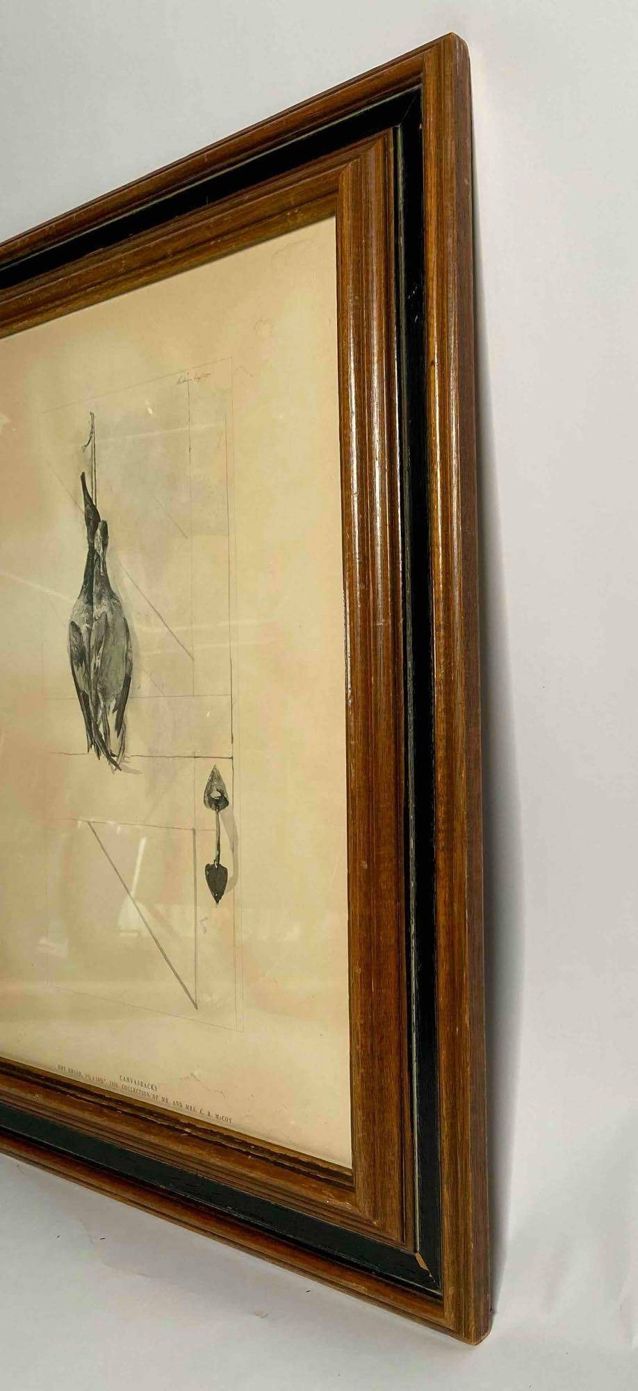 Artwork by Andrew Wyeth, Framed Andrew Wyeth Print Titled ‘Canvasbacks, Made of wooden frame with black