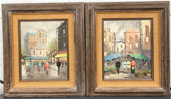 G. Rossi | Each depicting a city street with figures and architectural ...