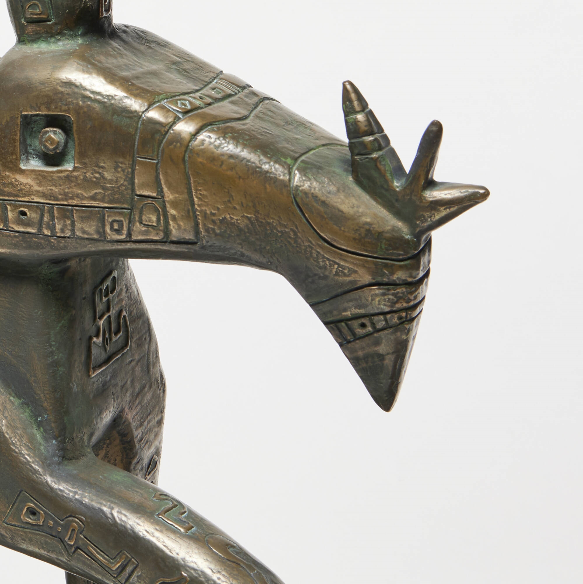 Artwork by Ynez Johnston, Rider with Fleece, Made of bronze, marble