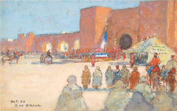 Ceremony in Rabah for the transfer of General Lyautey by Alexis De Broca, 1935