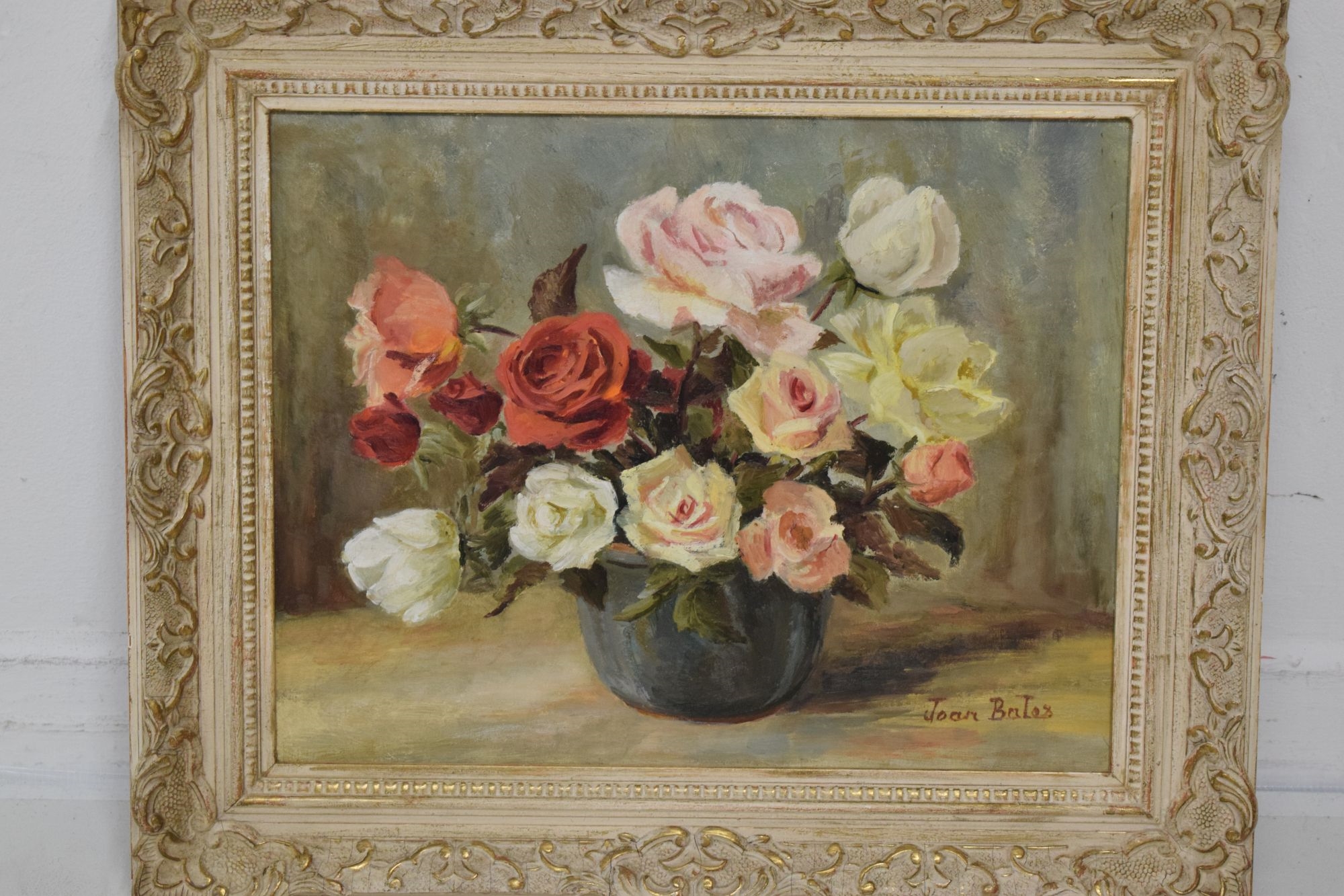Artwork by Joan Bates, Still life of roses, Made of Oil on canvas