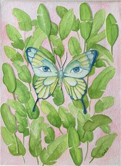 foliage and butterfly face - Caroline Istas
