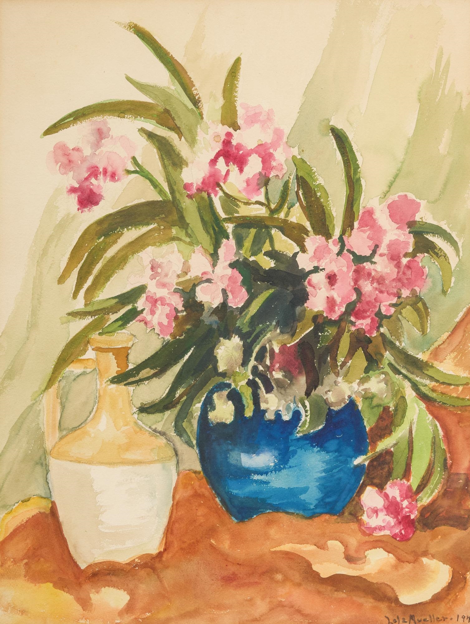 Artwork by Lola Vivian Pace Mueller, Floral Still Life, Made of watercolor