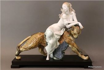 A LIMITED EDITION LLADRO 'BACCHANTE WITH FELINE' FIGURAL GROUP - William Adolphe Bouguereau