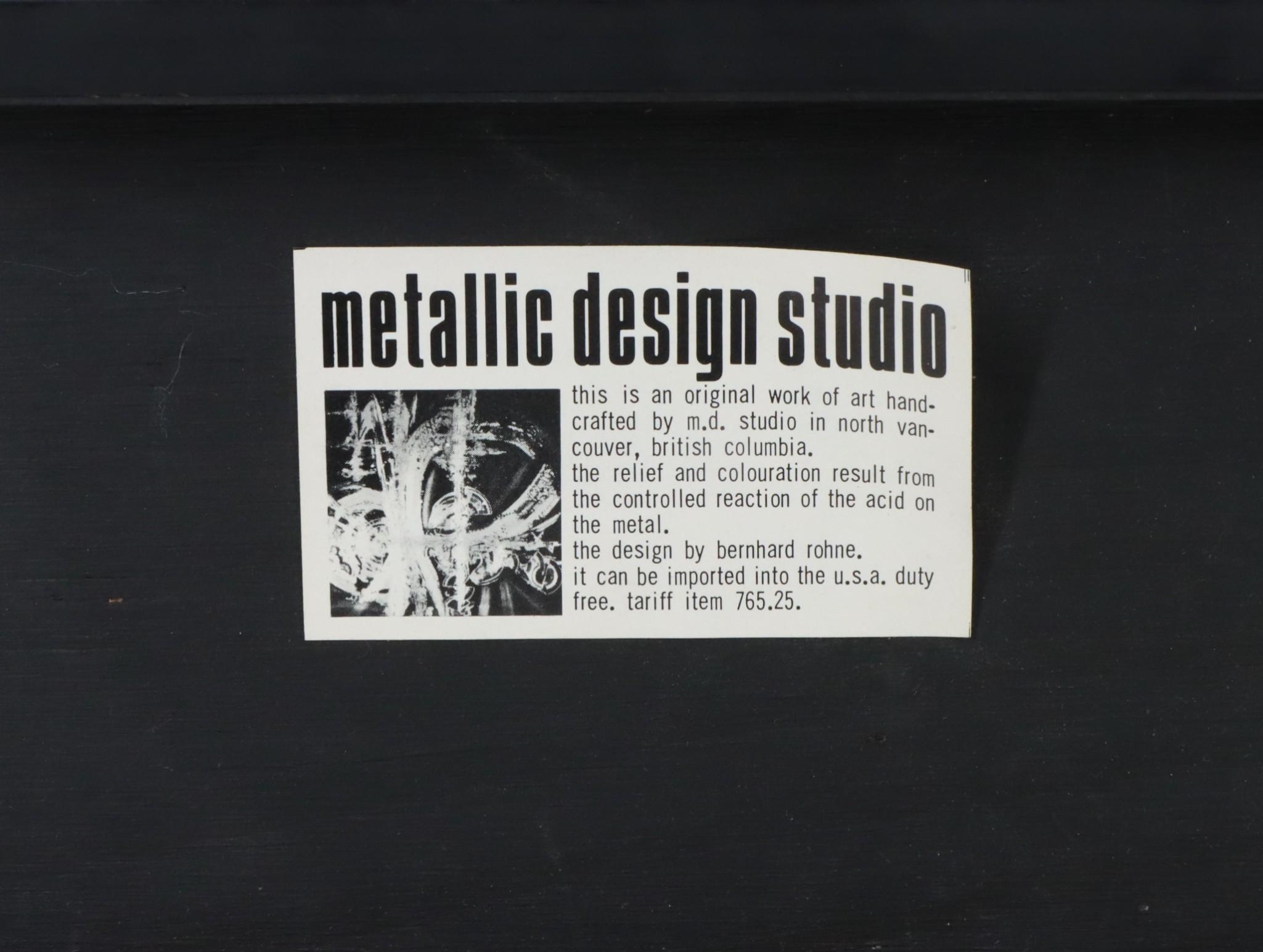 Bernhard Rohne | Acid etched metal panel designed by Bernhard Rohne for ...