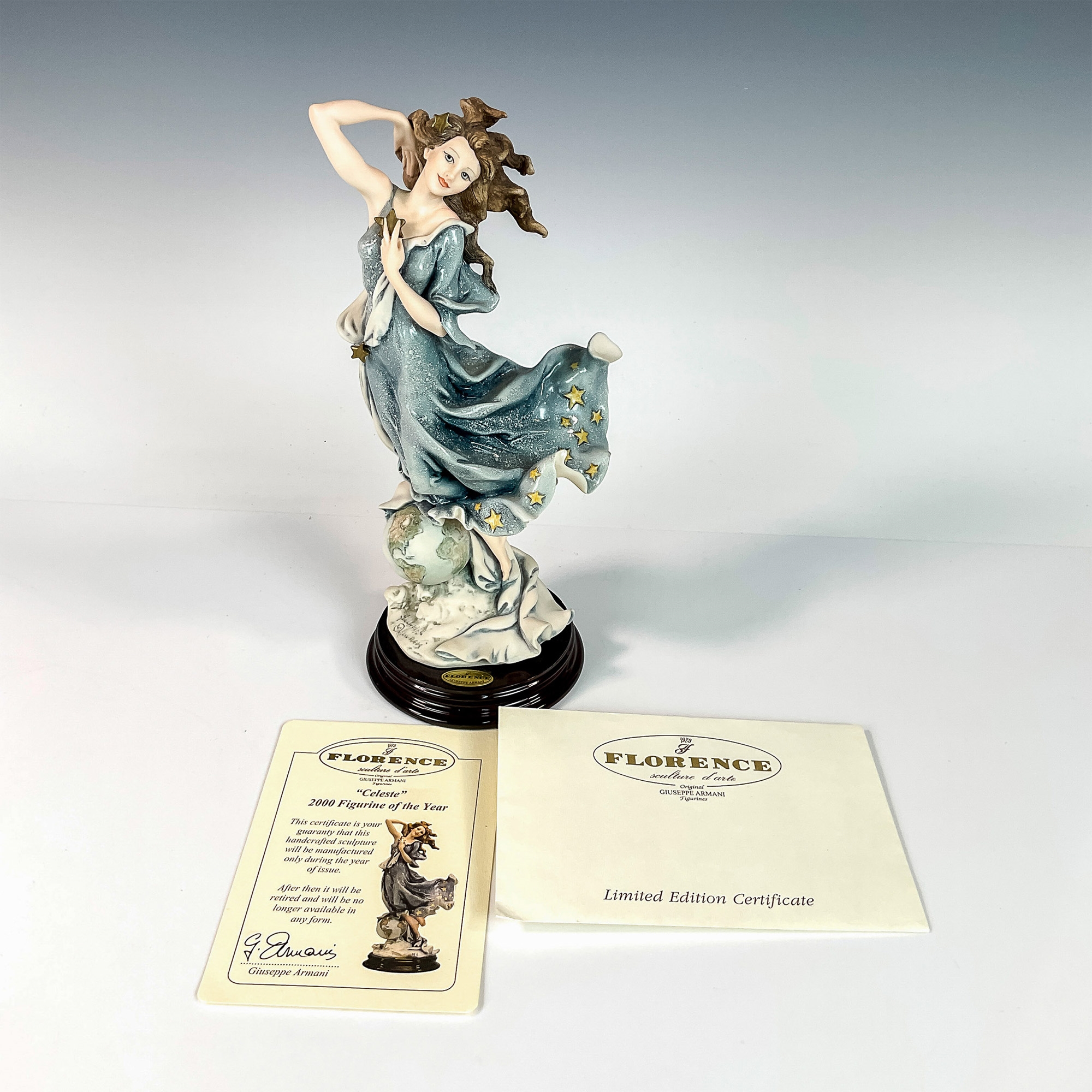 Artwork by Giuseppe Armani, Celeste, Made of wood base