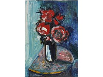 Nature morte au bouquet de roses sur un entablement - Gabriel Chefson