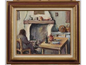 Scène dans une cuisine - Raymond Vernet