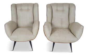 PAIR OF MARTIN EISLER AND CARLO HAUNER BLACK PAINTED ARMCHAIRS - Martin Eisler