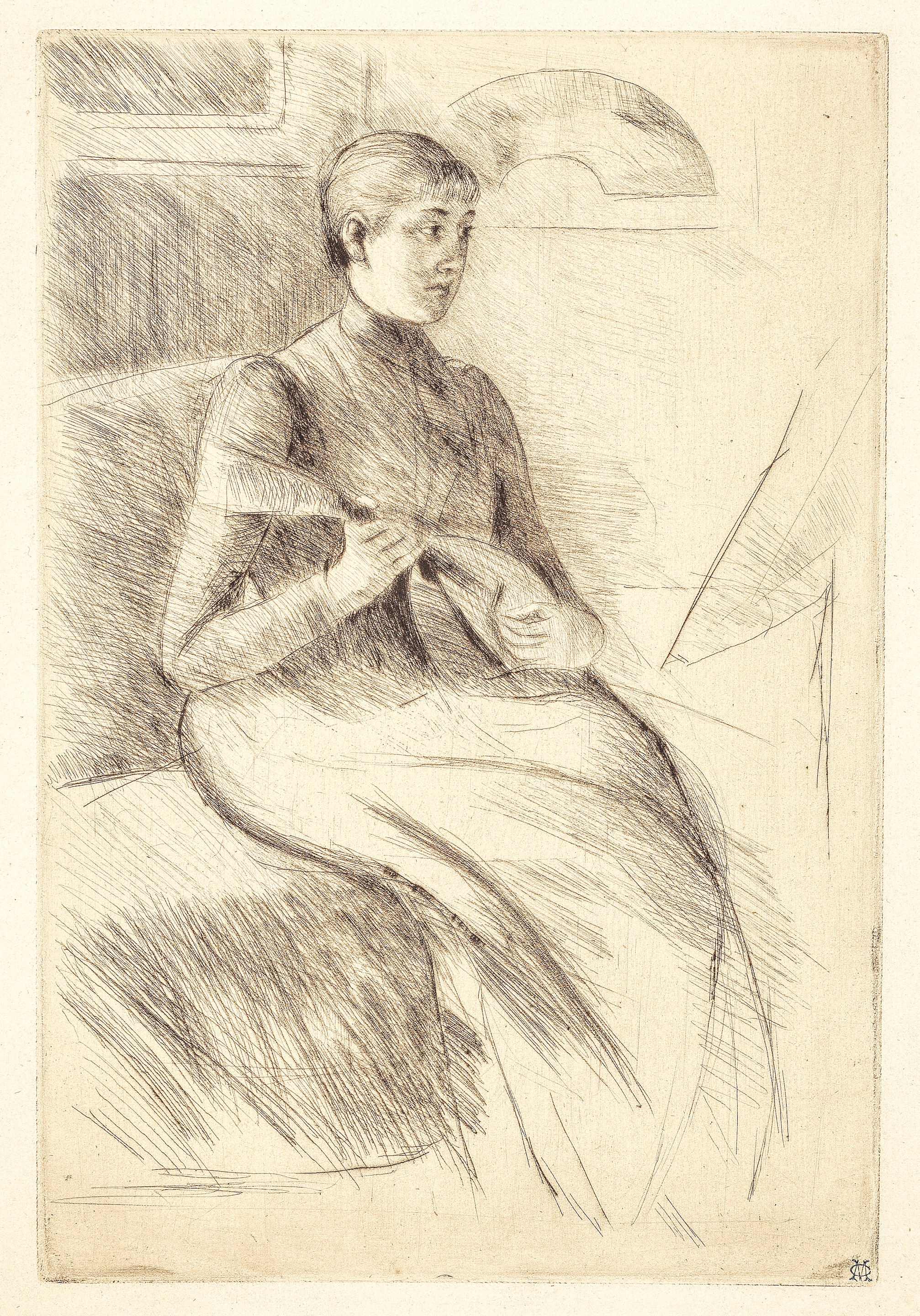 Artwork by Mary Cassatt, Joueuse de mandoline (The Mandoline Player) (Breeskin 130), Made of drypoint