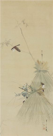 Ear and sparrow by Seitei Watanabe