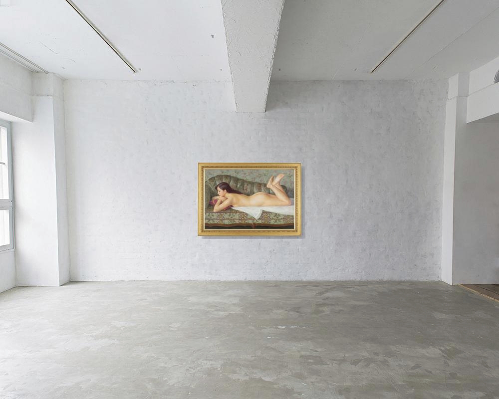 Artwork by Hiroyuki Tokuda, Relaxing nude, Made of oil on canvas