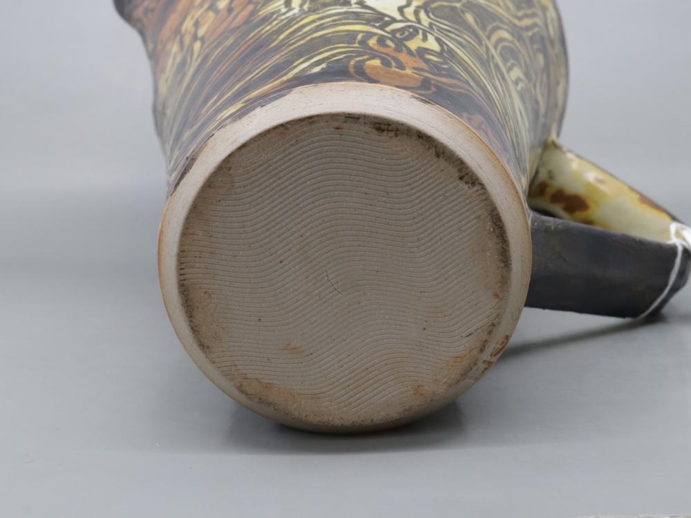 Artwork by Alexandra Copeland, LARGE JUG SIGNED LOWER SIDE 1998 DARTINGTON WITH IMPRESS MARKS LOWER, Made of RED GLAZED INSIDE AND HAND PAINTED