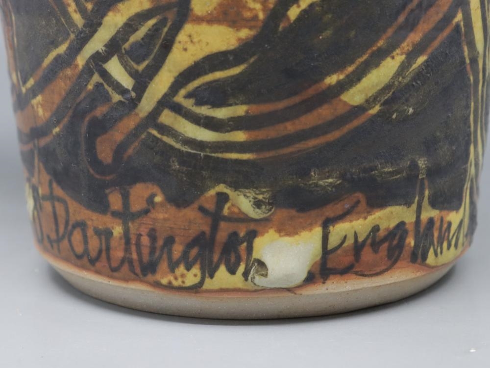 Artwork by Alexandra Copeland, LARGE JUG SIGNED LOWER SIDE 1998 DARTINGTON WITH IMPRESS MARKS LOWER, Made of RED GLAZED INSIDE AND HAND PAINTED