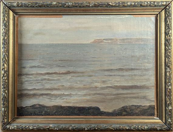 Edouard SAIN (1830-1910) Seaside on a gray day Oil on canvas. Signed lower left. 24 x 33 cm Faded, repainted and scratches on the edges by Edouard Alexandre Sain
