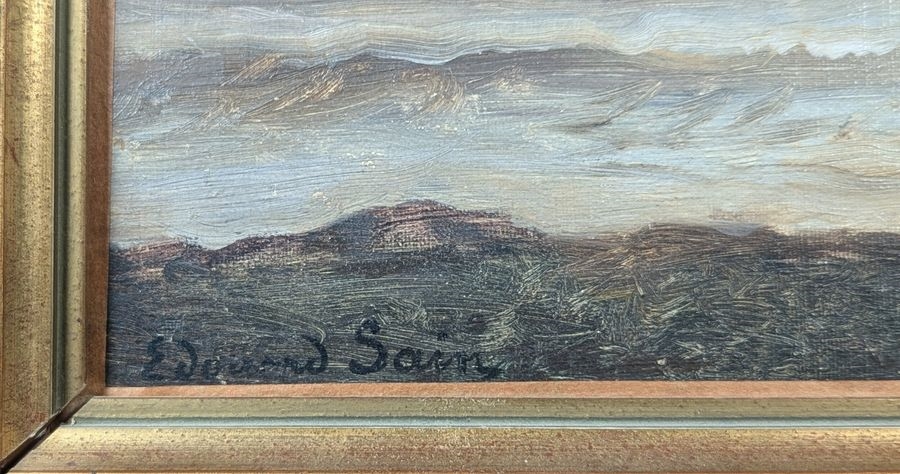 Artwork by Edouard Alexandre Sain, Edouard SAIN (1830-1910) Seaside on a gray day Oil on canvas. Signed lower left. 24 x 33 cm Faded, repainted and scratches on the edges, Made of Oil on canvas