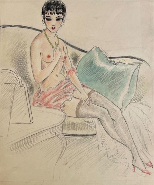 Pierre Roussin | Pierre Roussin (20th century) Set of 6 mixed media ...