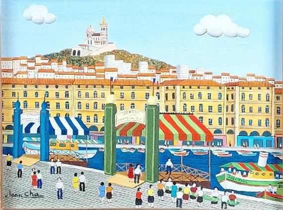 Jean CHA (1914 -?) View of the port of Marseille Oil on canvas. Signed lower left. 14 x 18 cm by Jean Cha
