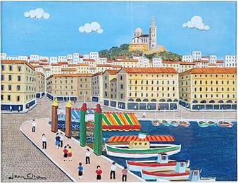 Jean CHA (1914 -?) View of the port of Marseille Gouache on paper. Signed lower left. 13 x 17 cm ref/23 - Jean Cha