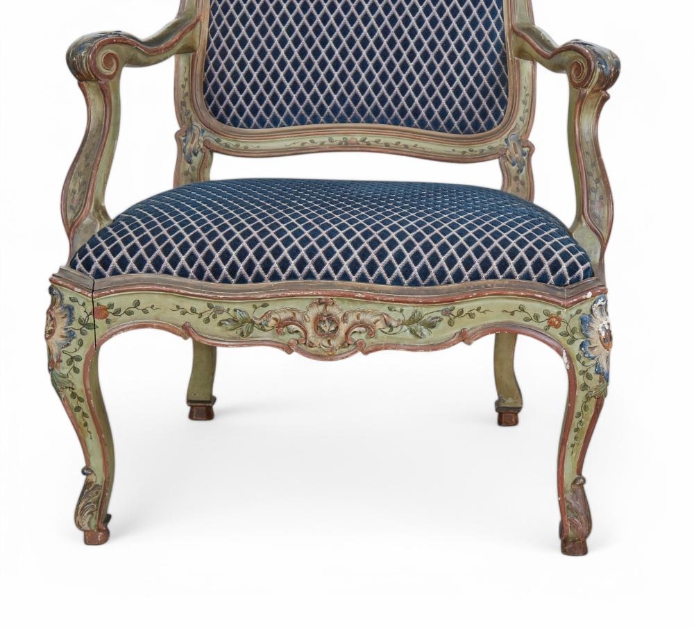 RoCoCo | A pair of Italian Rococo style green painted and polychrome ...