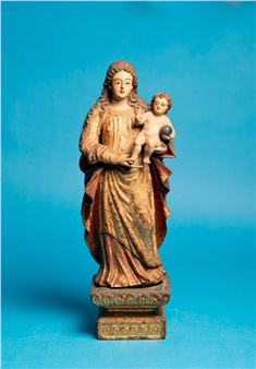 Nossa Senhora com o Menino Jesus do tipo Salvador do Mundo - Indo-Portuguese School, 16th Century