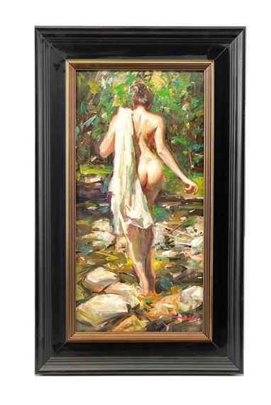 KEVIN BEILFUSS "THE BATHER" OIL ON BOARD - Kevin Beilfuss