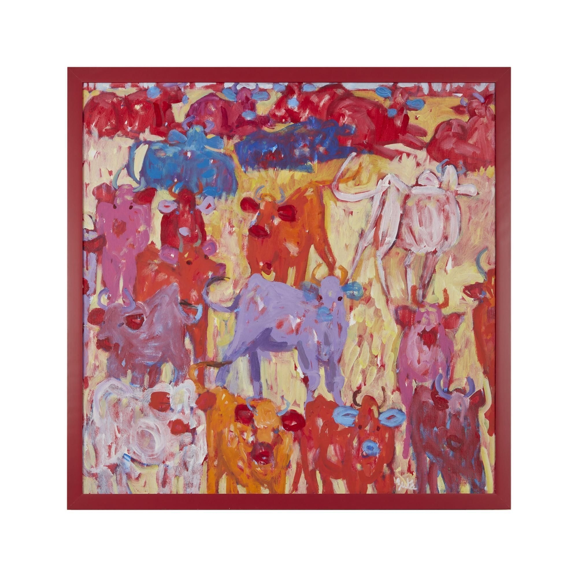 Artwork by Zuka, Cows and bulls, Made of colorful oil on canvas