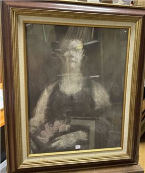 Nicolas le GOUGUEC Portrait of a Woman Holding a Fan - Nicolas LE Gouguec