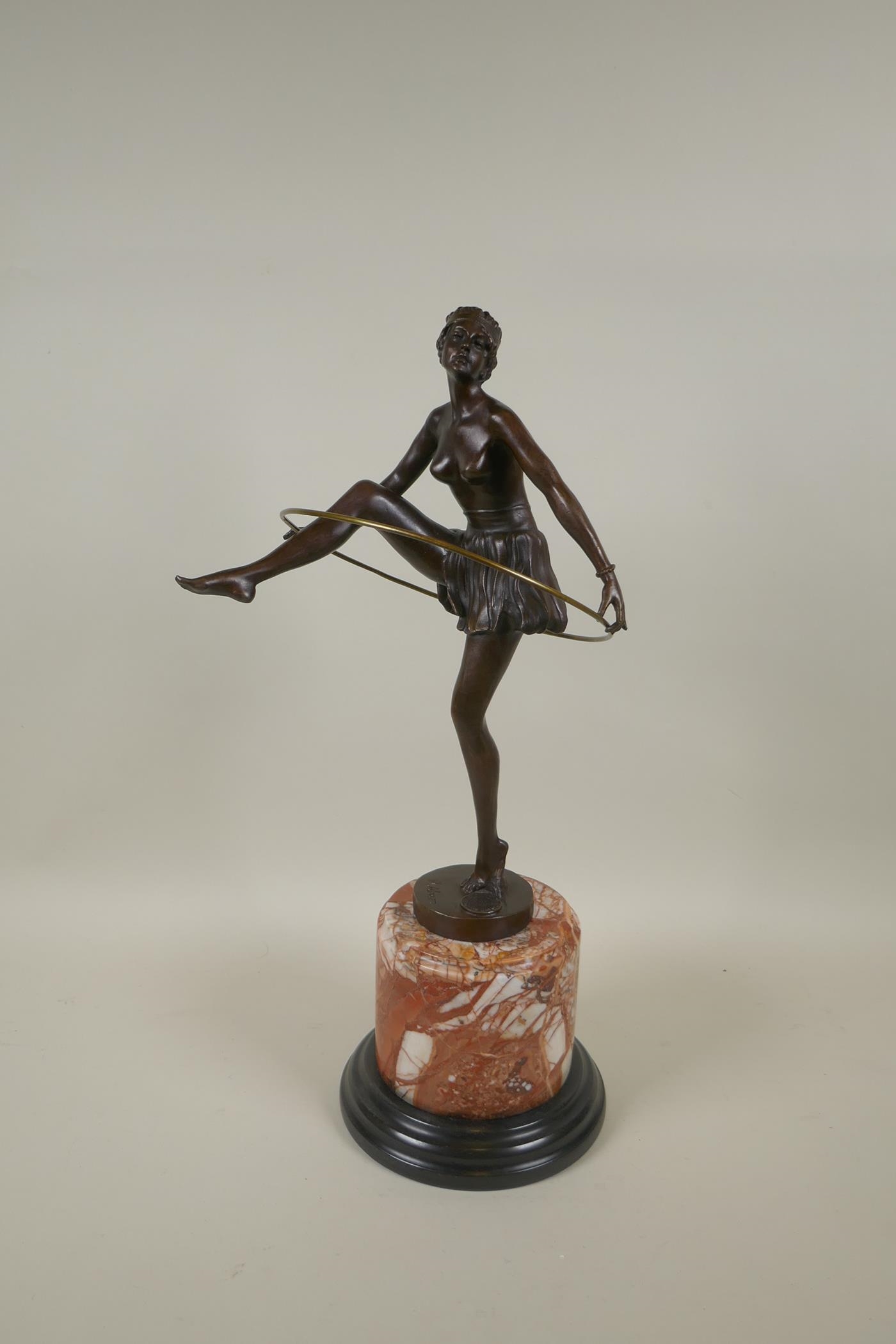 Artwork by Dominique Alonzo, Art Deco style bronze figure of a dancer, Made of bronze