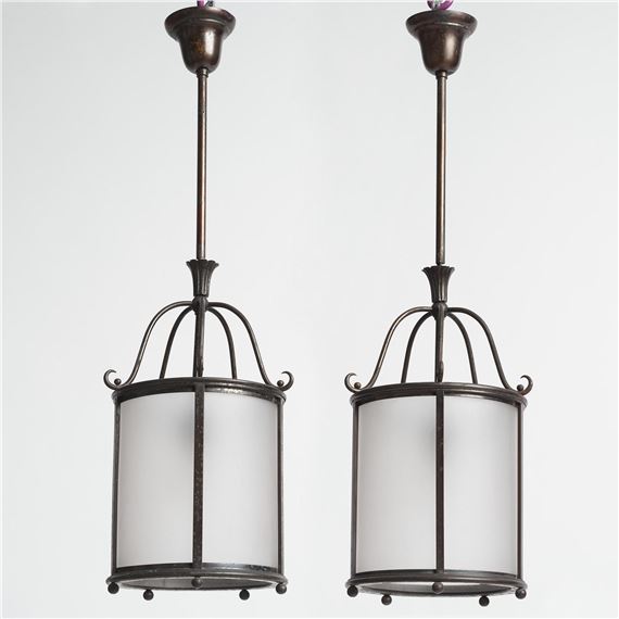 a pair of ceiling lamps model "6051", Arvid Böhlmarks Lampfabrik, Stockholm, 1920s-30s