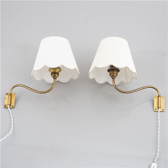 a pair of model '8568' wall lamps, Arvid Böhlmarks Lampfabrik, 1940's/50's by Harald Notini, 1940