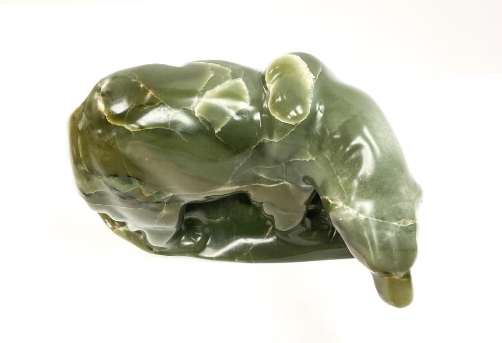 Artwork by Mark Totan, (1953 - 2022) E71103 Igloolik
Bear
soapstone
6.25 x 9.5 x 7.5 in 15.9 x 24.1 x 19 cm 1998
signed, Made of soapstone