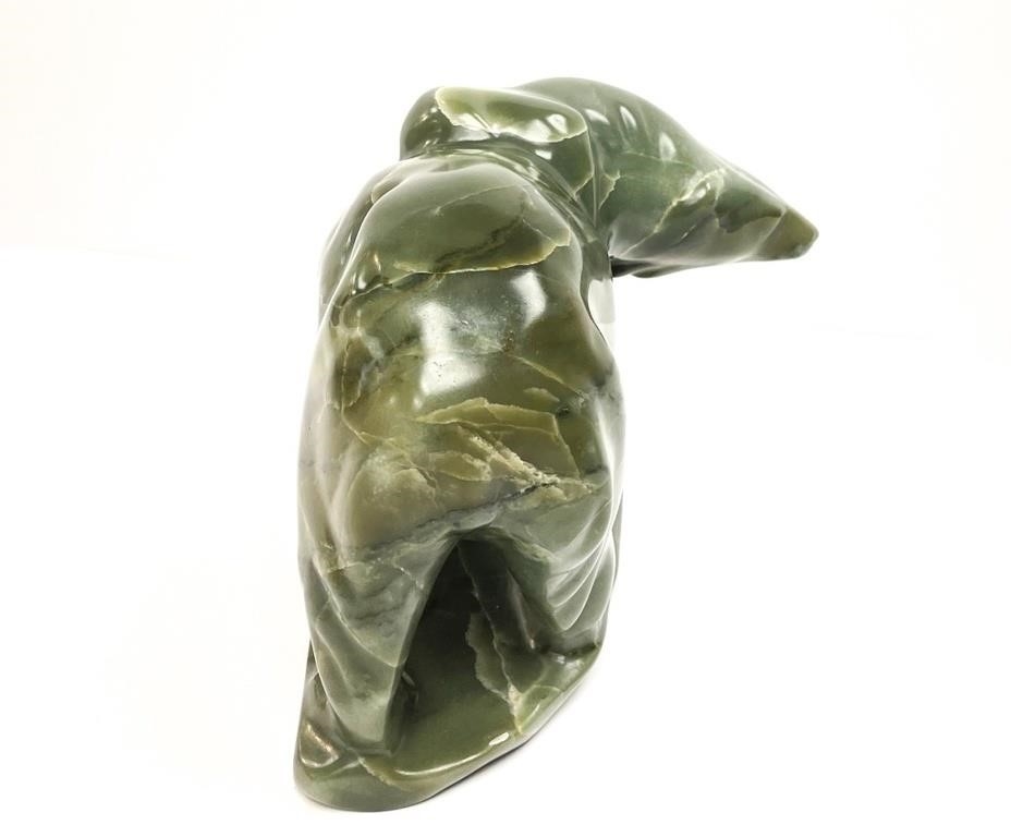 Artwork by Mark Totan, (1953 - 2022) E71103 Igloolik
Bear
soapstone
6.25 x 9.5 x 7.5 in 15.9 x 24.1 x 19 cm 1998
signed, Made of soapstone