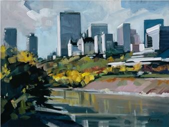 b. 1939
City View #4
oil on canvas
18 x 24 in 45.7 x 61 cm
signed lower right - Jim Vest