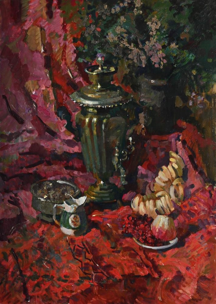 Artwork by Viktor Chaus, STILL LIFE WITH THE SAMOVAR, Made of Oil on canvas